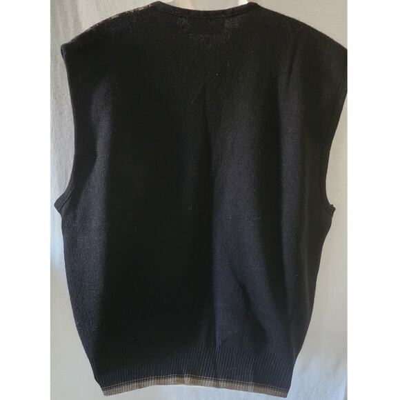 Florence Tricot Italian Vtg Brown, Black & Tan Geometric Wool Blend Vest Mens XL - Picture 2 of 9